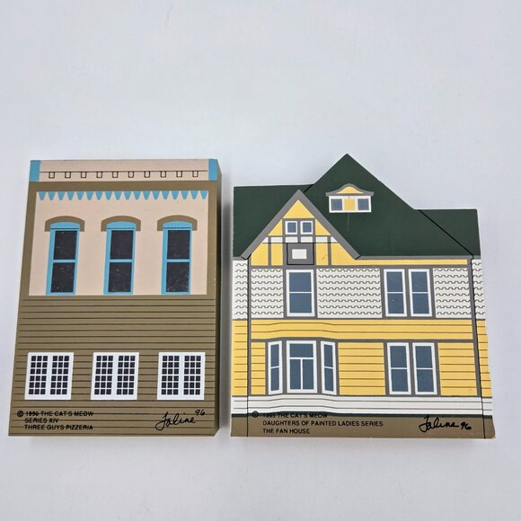 The Cat's Meow Village Vintage Lot 90’s Wooden House Town Buildings 8 Pieces - Picture 5 of 16